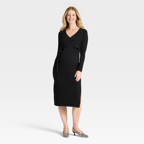 Long sleeve wrap midi - wrap,